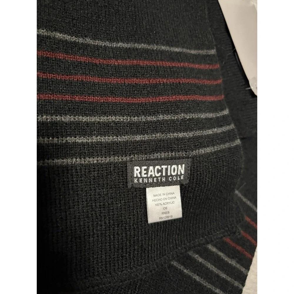 New Kenneth Cole‎ Reaction Mens Black Scarf Striped NWT